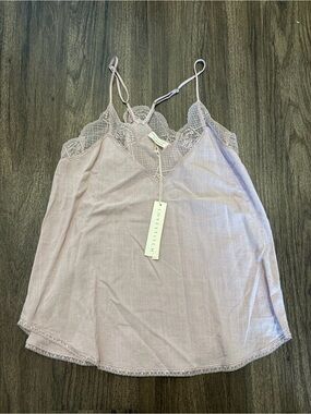 Love Stitch Lace-Trim Satin Cami in Dusty Lilac